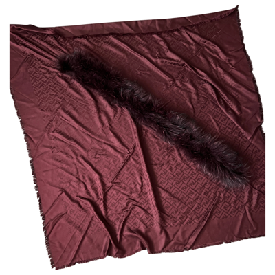 Pre-owned Fendi Silk Handkerchief In Burgundy