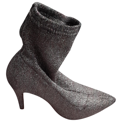 Pre-owned Office London Glitter Ankle Boots In Silver