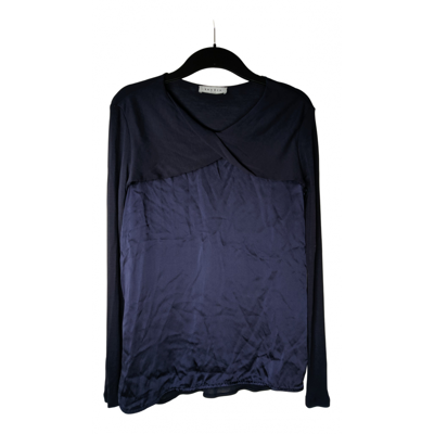 Pre-owned Sandro Silk Blouse In Navy