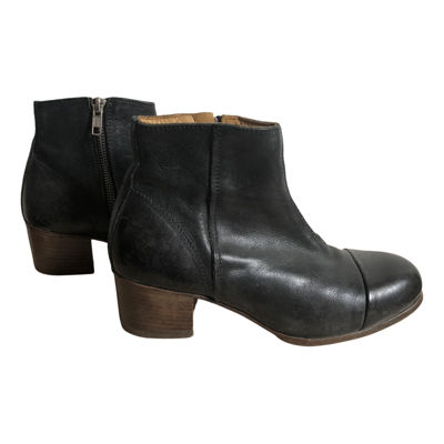 Pre-owned Moma Leather Ankle Boots In Anthracite