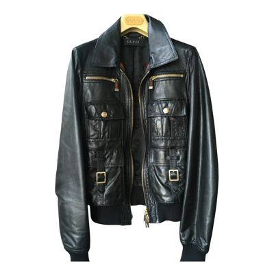 Pre-owned Gucci Leather Biker Jacket In Black