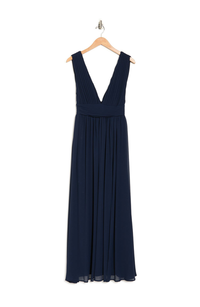 Love By Design Athen Plunging V-neck Maxi Dress In Navy Blazer