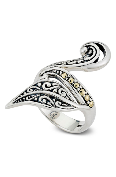 Samuel B. 18k Yellow Gold & Sterling Silver Filigree Leaf Bypass Ring In Silver And Gold