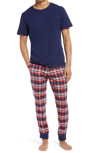Ugg Jett Pajamas In Red Navy Plaid And Navy Tee
