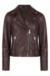 Allsaints Dalby Leather Biker Jacket In Deep Berry Red
