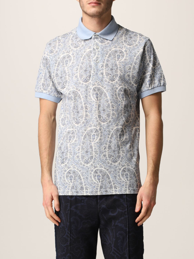 Etro Regular Paisley Cotton Polo T-shirt In Gnawed Blue