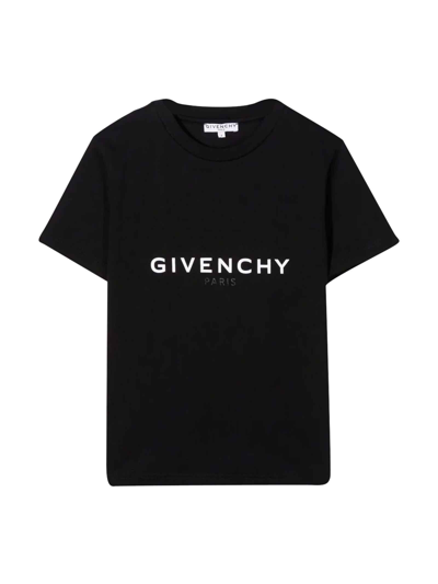 Givenchy Kids' Black T-shirt With White Print In Nero