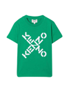KENZO GREEN T-SHIRT WITH WHITE PRINT