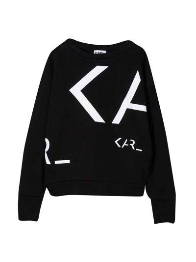 Karl Lagerfeld Kids' Logo-print Fleece Sweatshirt In Nero
