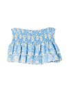 Monnalisa Light Blue Skirt With Floreal Print In Azzurro
