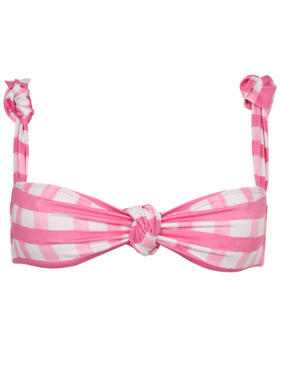 Jacquemus Le Haut Vichy Checked Bikini Top In Pink