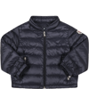 MONCLER BLUE ACORUS JACKET FOR BABY BOY WITH PATCH LOGO