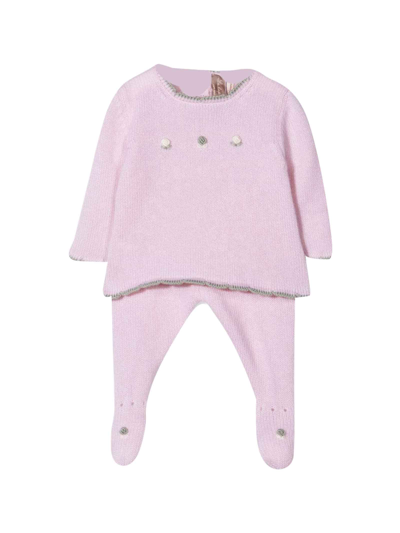 La Stupenderia Babies' Cashmere Knitted Romper In Rosa