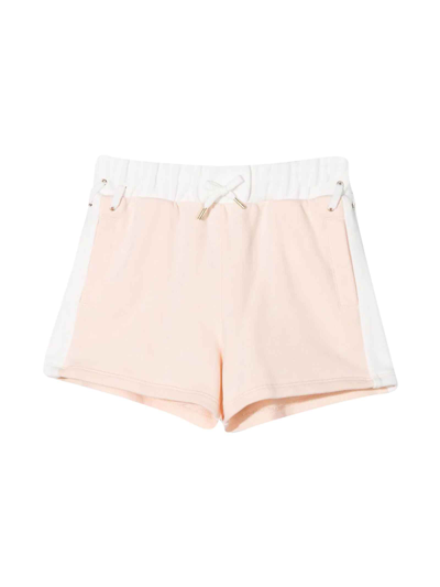 Chloé Kids Pink Lace Up Shorts In Rosa