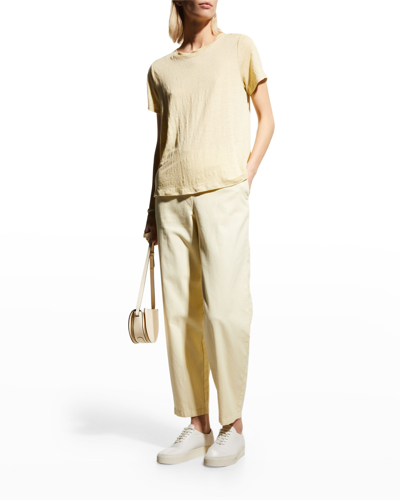 Eileen Fisher Organic Linen Jersey Crewneck Tee In Butter