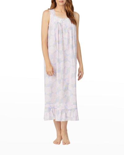 Eileen West Sleeveless Cotton Lawn Ballet Nightgown In Peri/flo