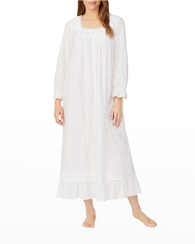 Eileen West Long-sleeve Button-front Lawn Robe In White