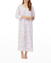 EILEEN WEST LONG-SLEEVE BUTTON-FRONT LAWN ROBE