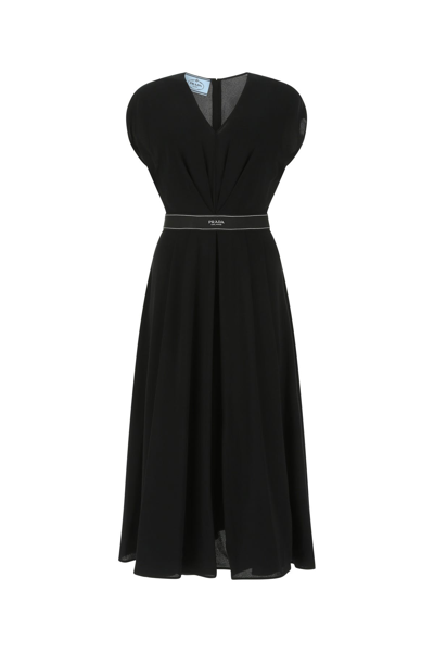 Prada Black Stretch Crepe Dress Black  Donna 40