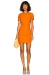 Stella Mccartney Orange Ruched Bodycon Short Dress In Bright Orange