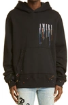 Amiri Black Embroidered Paint Drip Core Logo Hoodie In Black White