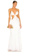 Cult Gaia Raisa Feather-embellished Cutout Gown In White