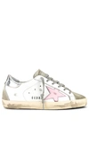 Golden Goose Super-star Leather Upper And Star Suede Toe And Spur Laminated Heel Metal Lettering In Multi