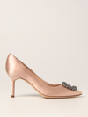 Manolo Blahnik Hangisi Satin Pumps In Blush Pink