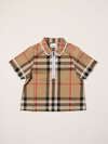 BURBERRY COTTON POLO T-SHIRT WITH EXPLODED CHECK PATTERN,352407022