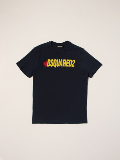 Dsquared2 Junior Kids' T-shirt In Cotton With Logo In Blue
