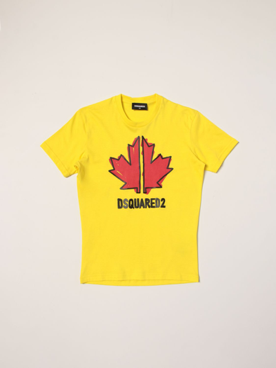 Dsquared2 Junior Kids' Cotton T-shirt In Yellow