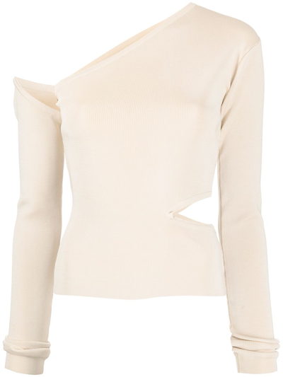 Cult Gaia Womens Sand Teri One-shoulder Stretch-knit Top S In Neutral