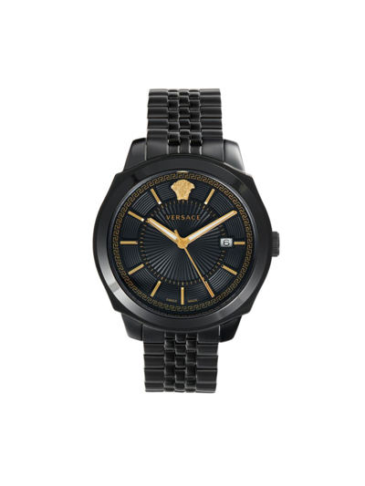 Versace Men's 42mm Ip Stainless Steel Bracelet Watch In Black