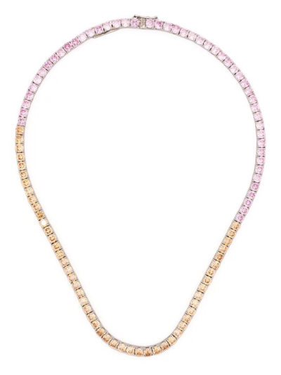 Mounser Laguna Ombré Crystal Tennis Necklace In Pink/yellow