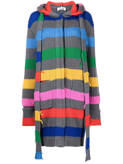 Monse Hooded Striped Merino Wool Cardigan In Mehrfarbig