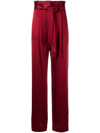 MICHELLE MASON HIGH-WAISTED PLEATED SILK TROUSERS