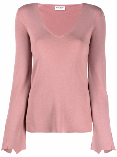 Dondup Draped Long-sleeve Knitted Top In Rosa