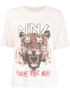 Anine Bing Tiger Printed Jersey Cotton T-shirt In Neutrals