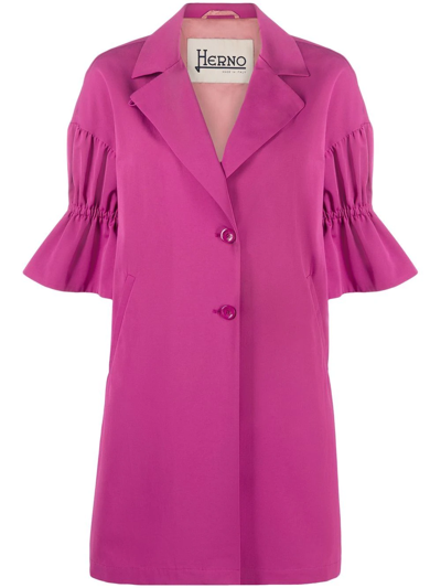 Herno Notched-collar Short-sleeve Coat In Rosa