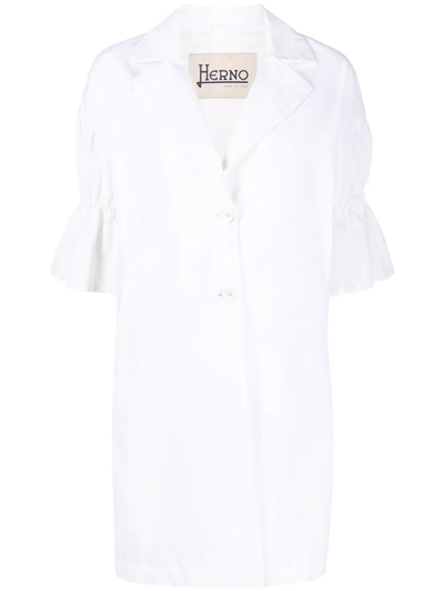 Herno Notched-collar Short-sleeve Coat In White