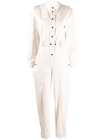 Isabel Marant Étoile Long-sleeved Cotton Jumpsuit In Neutrals