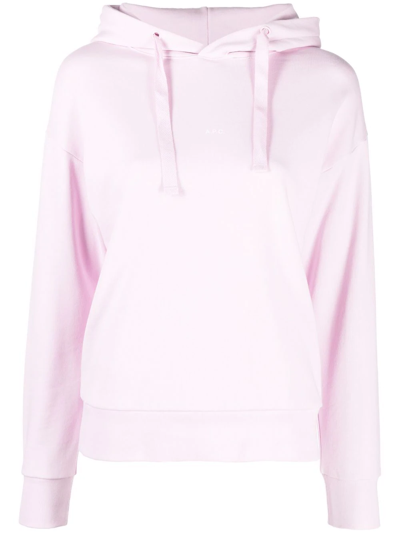 Apc Christina Logo Organic Cotton Hoodie In Pink