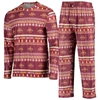 Concepts Sport Cardinal Iowa State Cyclones Ugly Sweater Long Sleeve T-shirt And Pants Sleep Set In Cardinal