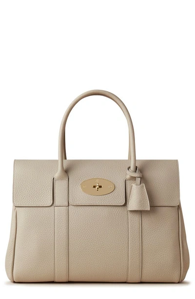 Mulberry Bayswater Beige Shoulder Bag With Postmans Lock In Hammered Leather In Neutral