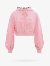 Blumarine Pink Cropped Jersey Hoodie With Logo