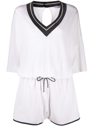 Brunello Cucinelli Cashmere-silk V-neck Top In White