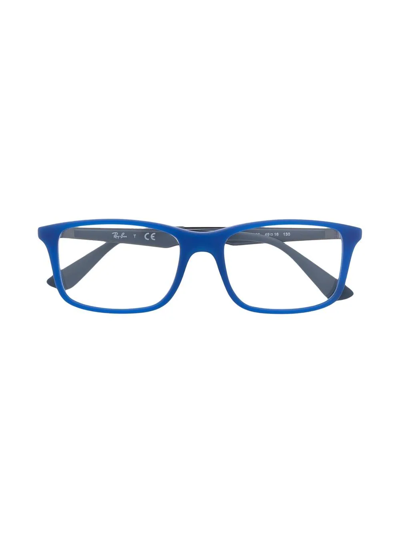 Ray-ban Junior Kids' Logo Square-frame Glasses In Blue