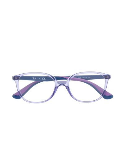 Ray-ban Junior Kids' Contrast Square-frame Glasses In Purple