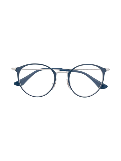 Ray-ban Junior Kids' Logo Round-frame Glasses In Silver