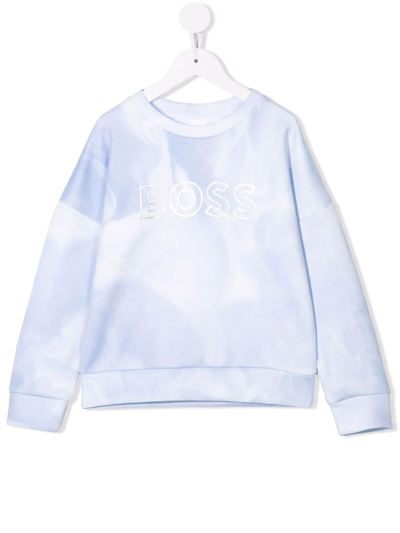 Bosswear Kids' Tie Dye-print Crew Neck Sweatshirt In Blue